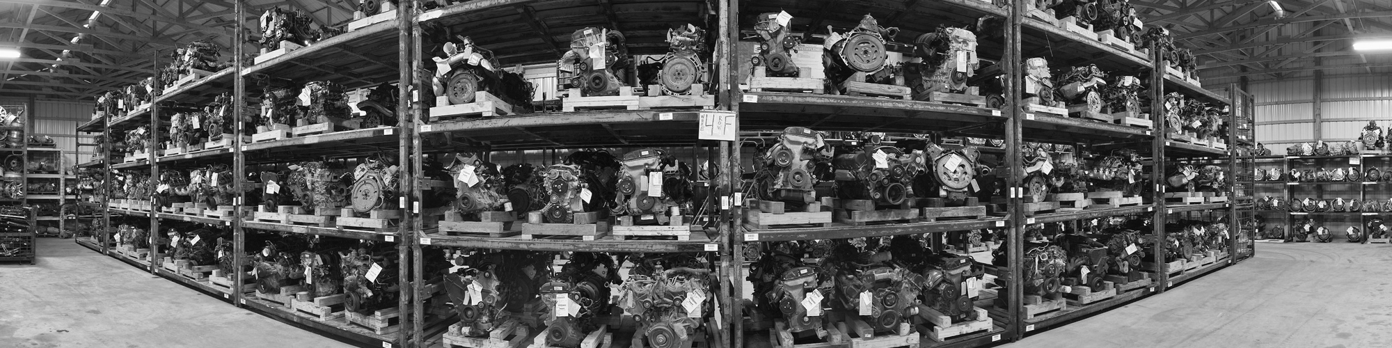 Used engines in the warehouse at Doug's Auto Recyclers in Coldwater, MI