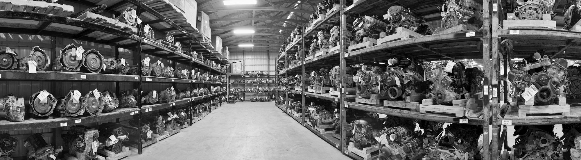 Used transmissions in the warehouse at Doug's Auto Recyclers in Coldwater, MI